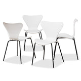 Jaden Modern and Contemporary White Plastic and Black Metal 4-Piece Dining Chair Set