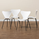 Jaden Modern and Contemporary White Plastic and Black Metal 4-Piece Dining Chair Set