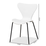 Jaden Modern and Contemporary White Plastic and Black Metal 4-Piece Dining Chair Set