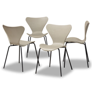 Jaden Modern and Contemporary Beige Plastic and Black Metal 4-Piece Dining Chair Set