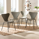 Jaden Modern and Contemporary Beige Plastic and Black Metal 4-Piece Dining Chair Set