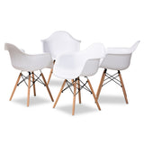 Galen Modern and Contemporary Finished Polypropylene Plastic and Oak Brown Finished Wood 4-Piece Dining Chair Set