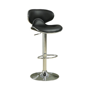 Contemporary Upholstered Adjustable Height Bar Stools and Chrome (Set of 2)