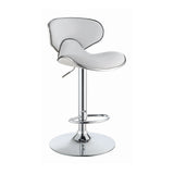 Contemporary Upholstered Adjustable Height Bar Stools and Chrome (Set of 2)