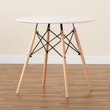 Varen Modern and Contemporary White Finished Polypropylene Plastic and Oak Brown Finished Wood Dining Table
