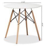 Varen Modern and Contemporary White Finished Polypropylene Plastic and Oak Brown Finished Wood Dining Table