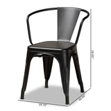 Baxton Studio Ryland Modern Industrial Black Finished Metal 4-Piece Dining Chair Set