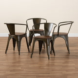 Baxton Studio Ryland Modern Industrial Brown Metal and Walnut Brown Finished Wood 4-Piece Dining Chair Set