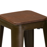 Baxton Studio Horton Modern and Contemporary Brown Metal and Walnut Brown Finished Wood 4-Piece Bar Stool Set