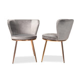 Farah Modern Luxe Velvet Upholstered Dining Chair Set with Glam Rose Gold Metal Legs - 2 Pieces