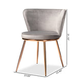 Farah Modern Luxe Velvet Upholstered Dining Chair Set with Glam Rose Gold Metal Legs - 2 Pieces