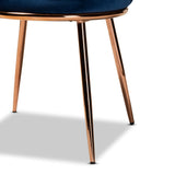 Farah Modern Luxe Velvet Upholstered Dining Chair Set with Glam Rose Gold Metal Legs - 2 Pieces