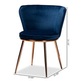 Farah Modern Luxe Velvet Upholstered Dining Chair Set with Glam Rose Gold Metal Legs - 2 Pieces