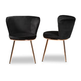 Farah Modern Luxe Velvet Upholstered Dining Chair Set with Glam Rose Gold Metal Legs - 2 Pieces