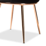 Farah Modern Luxe Velvet Upholstered Dining Chair Set with Glam Rose Gold Metal Legs - 2 Pieces