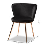 Farah Modern Luxe Velvet Upholstered Dining Chair Set with Glam Rose Gold Metal Legs - 2 Pieces