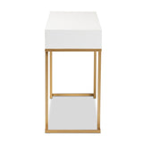 Beagan Modern and Contemporary White Finished Wood and Gold Metal 2-Drawer Console Table