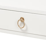 Beagan Modern and Contemporary White Finished Wood and Gold Metal 2-Drawer Console Table