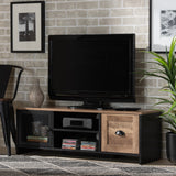 Connell Modern and Contemporary Industrial Two-Tone Natural Brown and Black Finished Wood and Black Metal 2-Door TV Stand