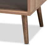 Yuna Mid-Century Modern Transitional Natural Brown Finished Wood and Black Metal 1-Door Coffee Table