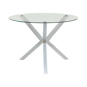 Vance Contemporary Glass Top Dining Table with X-cross Base Chrome