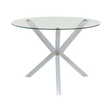Vance Contemporary Glass Top Dining Table with X-cross Base Chrome