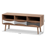 Leane Modern and Contemporary Natural Brown Finished and Multi-Colored Wood 3-Drawer TV Stand