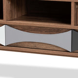 Leane Modern and Contemporary Natural Brown Finished and Multi-Colored Wood 3-Drawer TV Stand