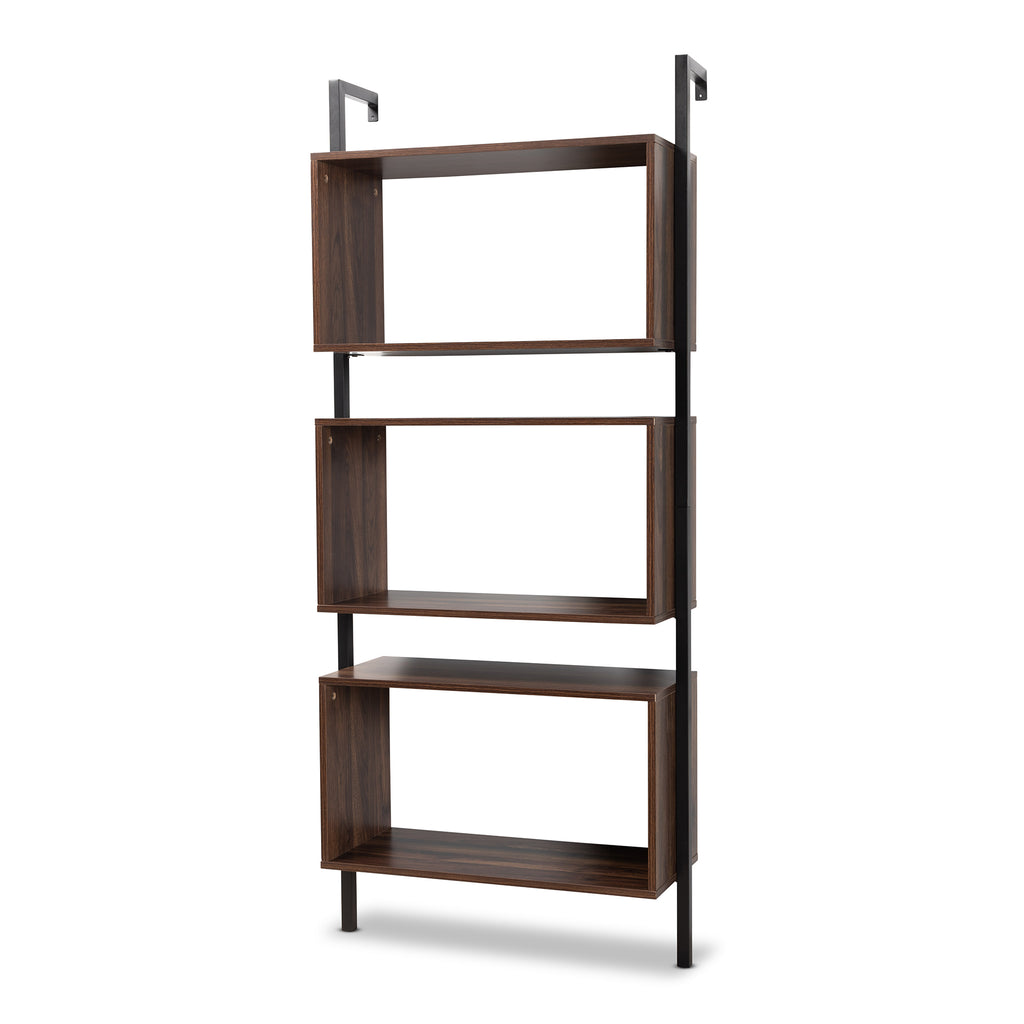 Brown & Metal Wood Three-Tiered Shelf