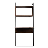 Fariat Modern Industrial Walnut Brown Finished Wood and Black Metal Display Shelf with Desk