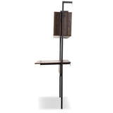 Fariat Modern Industrial Walnut Brown Finished Wood and Black Metal Display Shelf with Desk