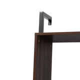 Fariat Modern Industrial Walnut Brown Finished Wood and Black Metal Display Shelf with Desk