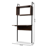 Fariat Modern Industrial Walnut Brown Finished Wood and Black Metal Display Shelf with Desk