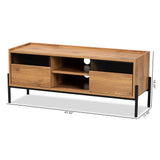 Tasman Modern and Contemporary Industrial Natural Brown Finished Wood and Black Metal 2-Door TV Stand