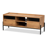 Tasman Modern and Contemporary Industrial Natural Brown Finished Wood and Black Metal 2-Door TV Stand