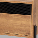 Tasman Modern and Contemporary Industrial Natural Brown Finished Wood and Black Metal 2-Door TV Stand