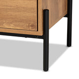 Tasman Modern and Contemporary Industrial Natural Brown Finished Wood and Black Metal 2-Door TV Stand