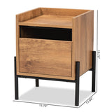 Tasman Modern and Contemporary Industrial Natural Brown Finished Wood and Black Metal End Table