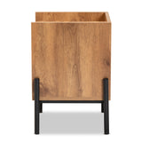 Tasman Modern and Contemporary Industrial Natural Brown Finished Wood and Black Metal End Table