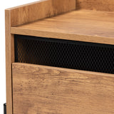 Tasman Modern and Contemporary Industrial Natural Brown Finished Wood and Black Metal End Table