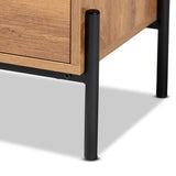 Tasman Modern and Contemporary Industrial Natural Brown Finished Wood and Black Metal End Table