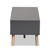 Kelson Modern and Contemporary Dark Grey and Gold Finished Wood Coffee Table