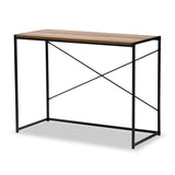 Pauric Modern Industrial Walnut Brown Finished Wood and Black Metal Desk