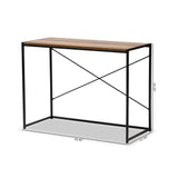Pauric Modern Industrial Walnut Brown Finished Wood and Black Metal Desk
