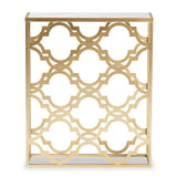 Calanthe Modern and Contemporary Gold Finished Metal Console Table with Marble Tabletop