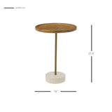 Roya Teak End Table Marble Base - Natural