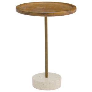 Roya Teak End Table Marble Base - Natural