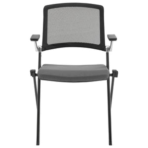Hilma Stacking Visitor Chair in Gray Seat Fabric and Mesh Back with Matte Black Frame - Set of 2