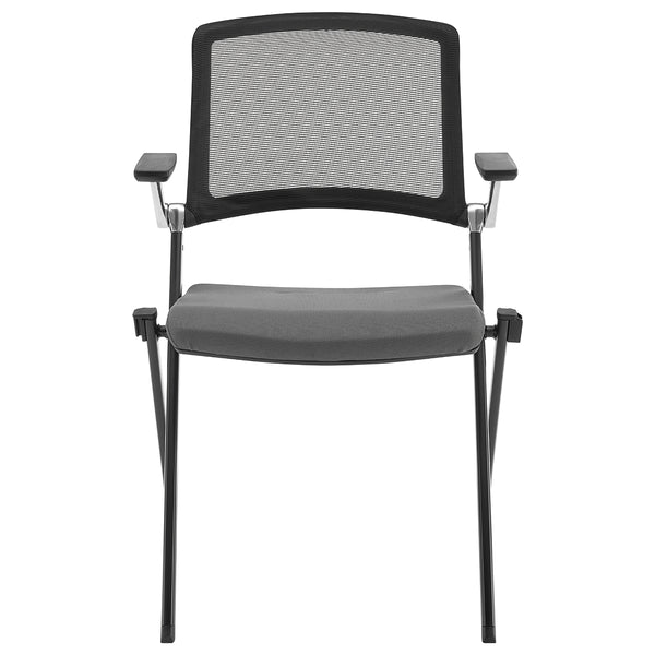 Hilma Stacking Visitor Chair in Gray Seat Fabric and Mesh Back with Matte Black Frame - Set of 2
