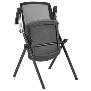 Hilma Stacking Visitor Chair in Gray Seat Fabric and Mesh Back with Matte Black Frame - Set of 2
